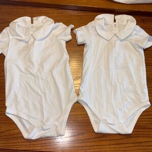 Baby boys white Peter Pan collar onesies